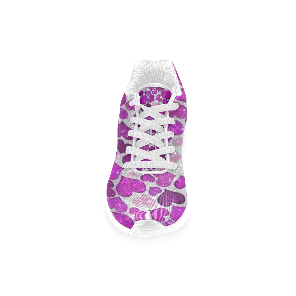 sparkling hearts purple Men’s Running Shoes (Model 020)