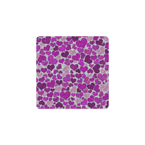 sparkling hearts purple Square Coaster