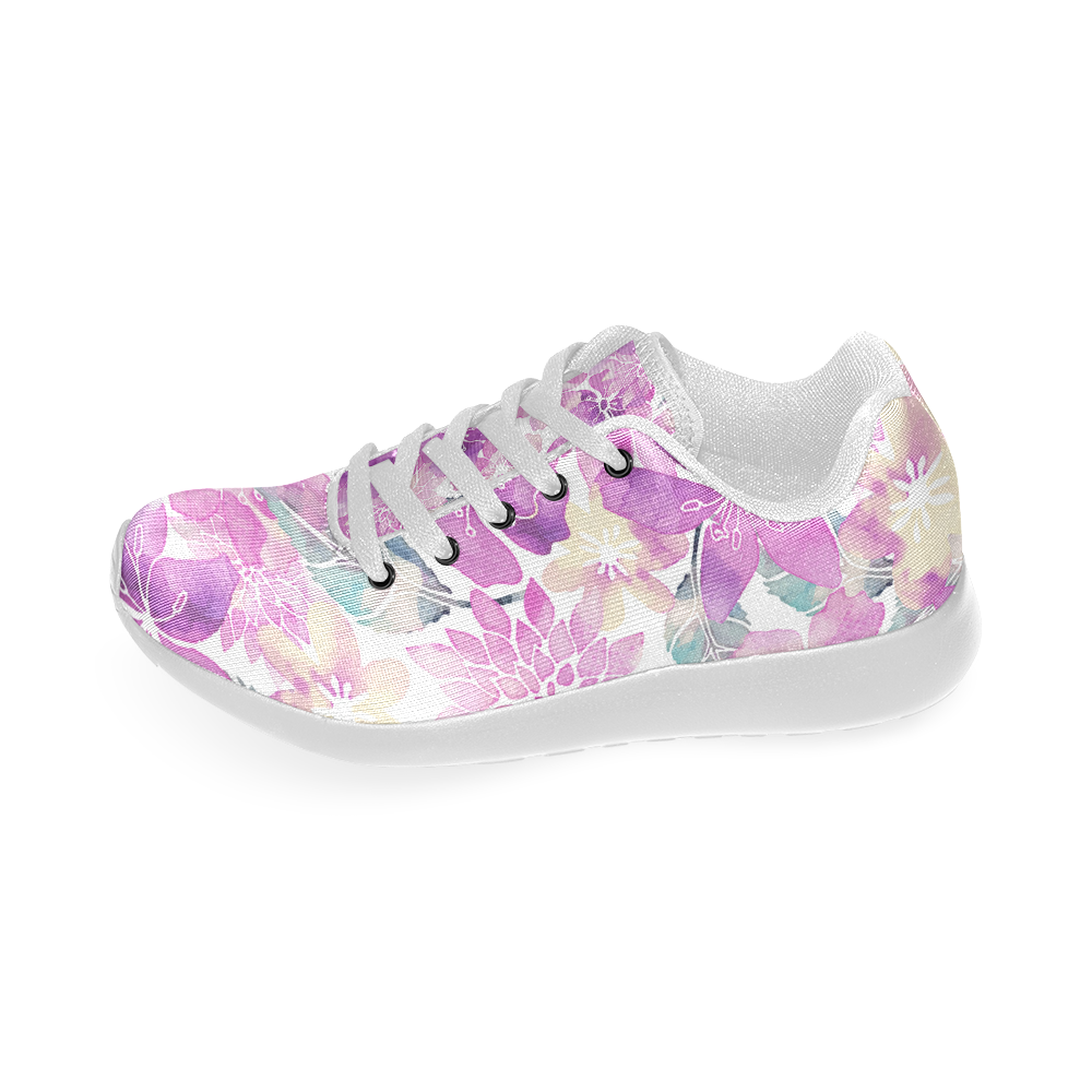 Watercolor Flower Pattern Women’s Running Shoes (Model 020)