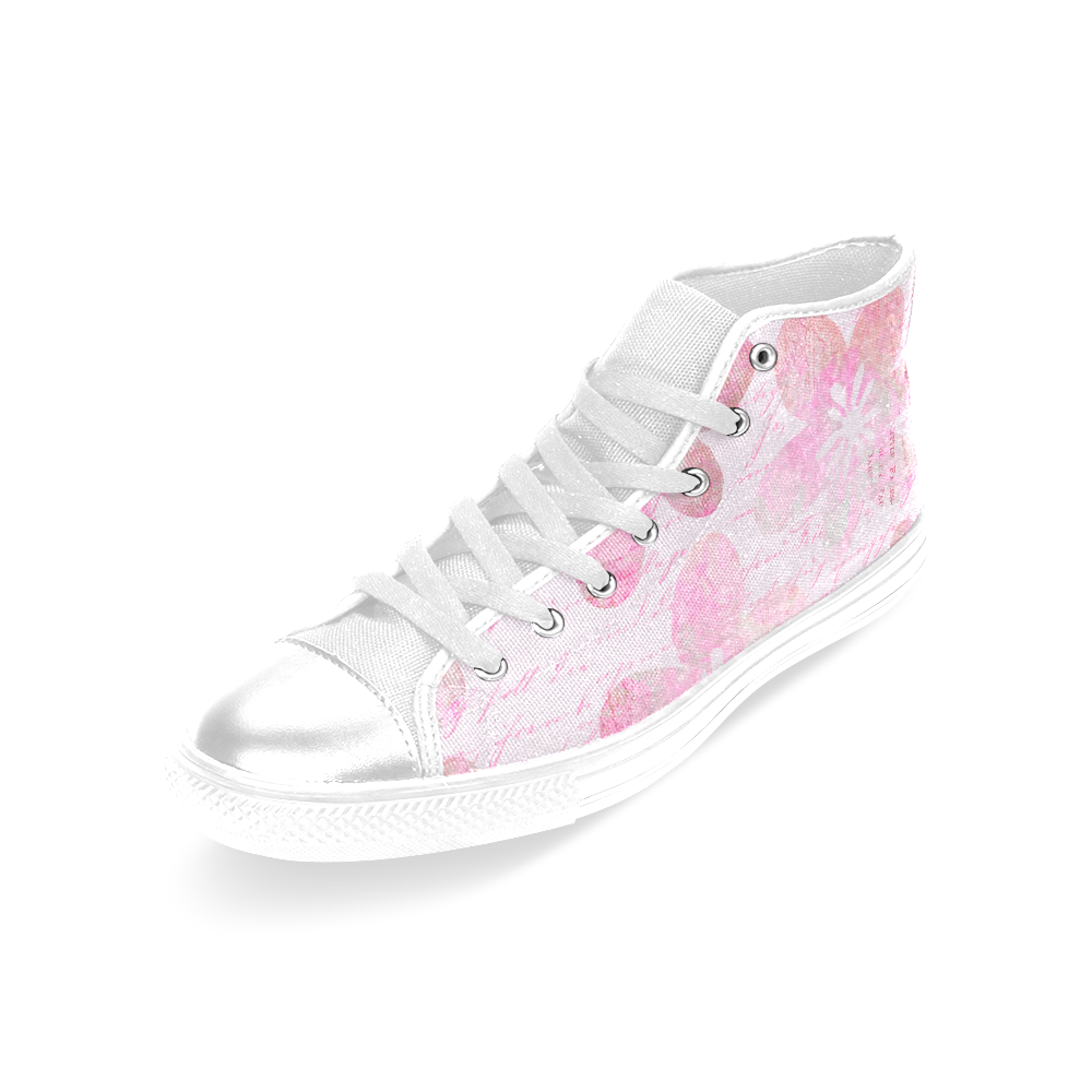 Watercolor Flower Pattern Women's Classic High Top Canvas Shoes (Model 017)