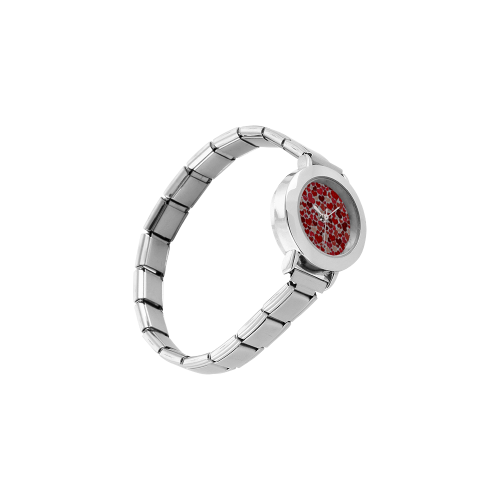 sparkling hearts, red Women's Italian Charm Watch(Model 107)