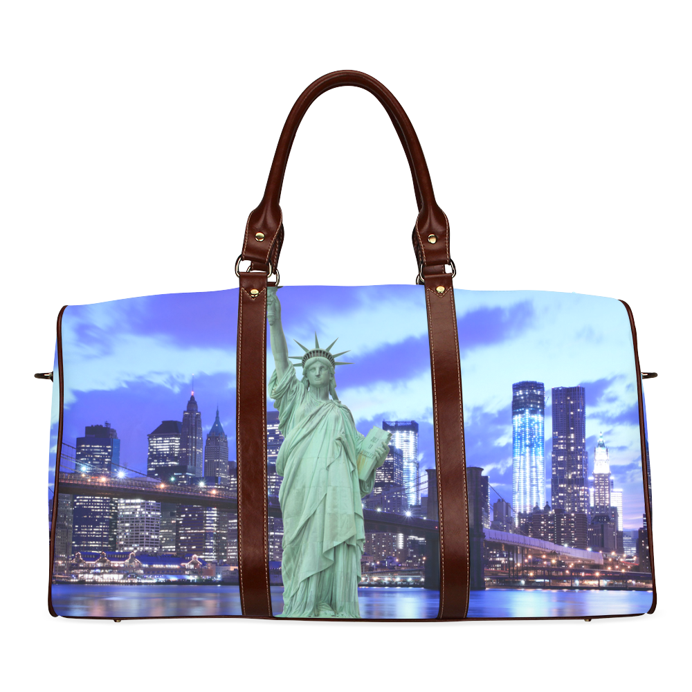 Brooklyn Bridge and The Statue of Liberty , New Yo Waterproof Travel Bag/Small (Model 1639)