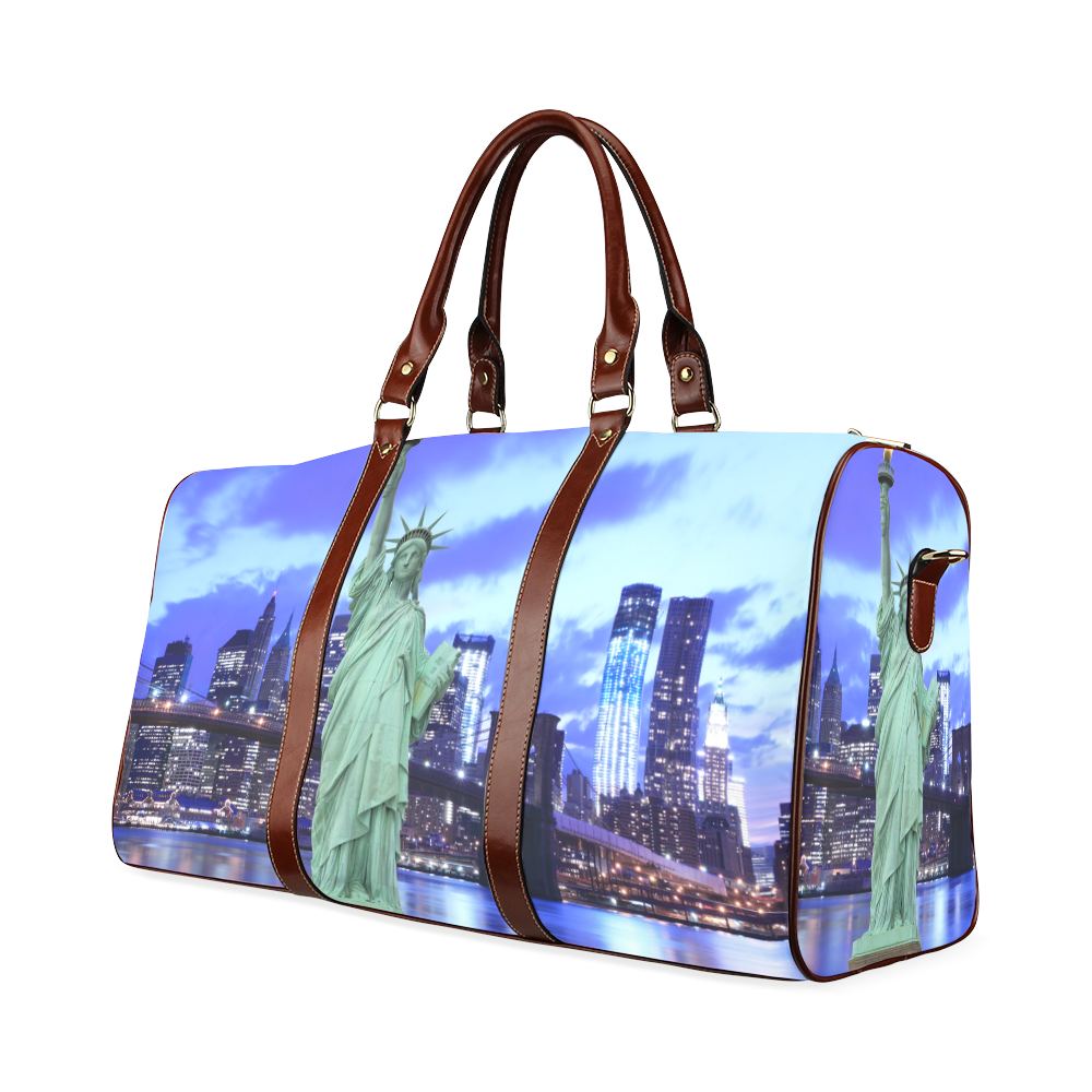 Brooklyn Bridge and The Statue of Liberty , New Yo Waterproof Travel Bag/Small (Model 1639)