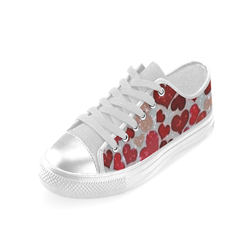 sparkling hearts, red Women's Classic Canvas Shoes (Model 018)