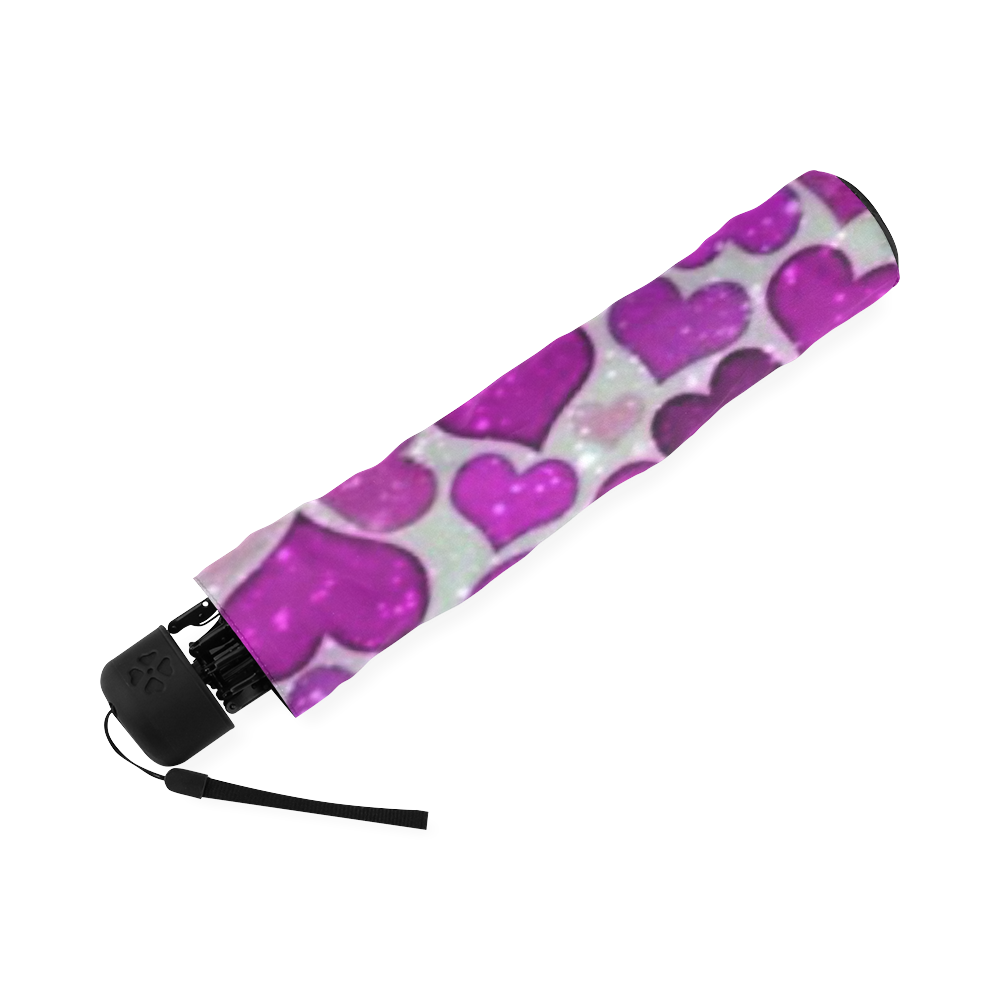 sparkling hearts purple Foldable Umbrella (Model U01)
