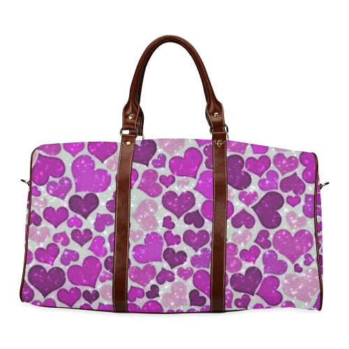 sparkling hearts purple Waterproof Travel Bag/Small (Model 1639)