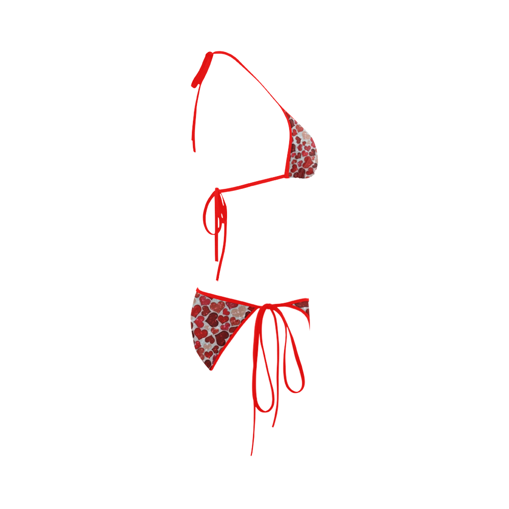 sparkling hearts, red Custom Bikini Swimsuit