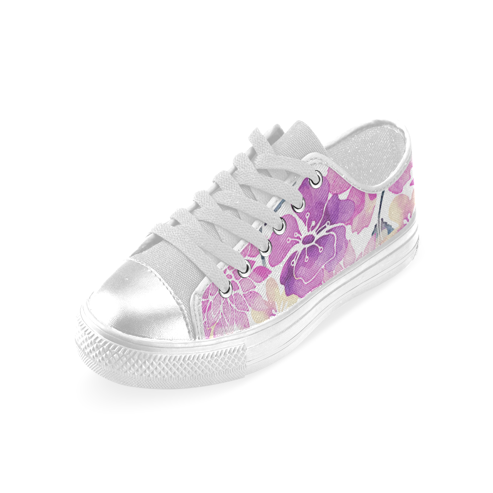 Watercolor Flower Pattern Women's Classic Canvas Shoes (Model 018)