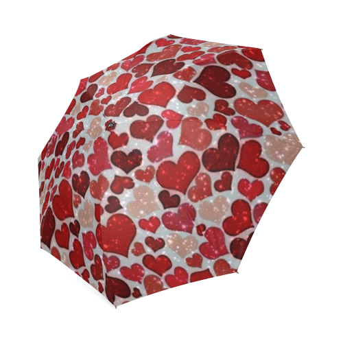 sparkling hearts, red Foldable Umbrella (Model U01)