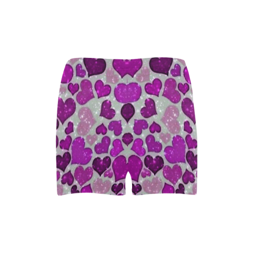 sparkling hearts purple Briseis Skinny Shorts (Model L04)