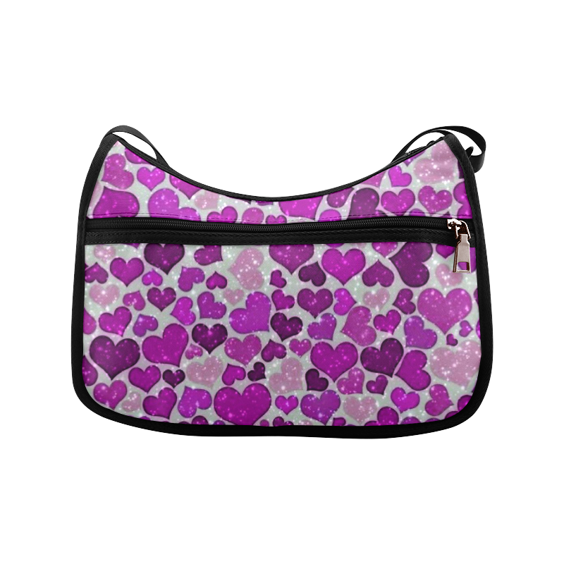 sparkling hearts purple Crossbody Bags (Model 1616)