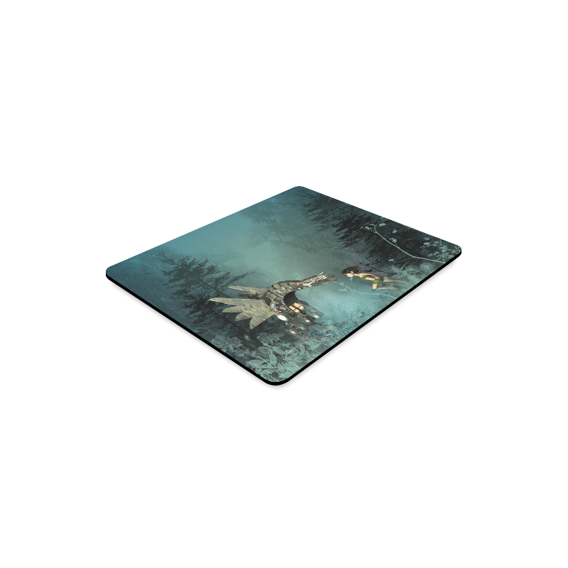 Cute fairy with steam dragon Rectangle Mousepad