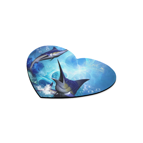Underwater, awesome marlin Heart-shaped Mousepad