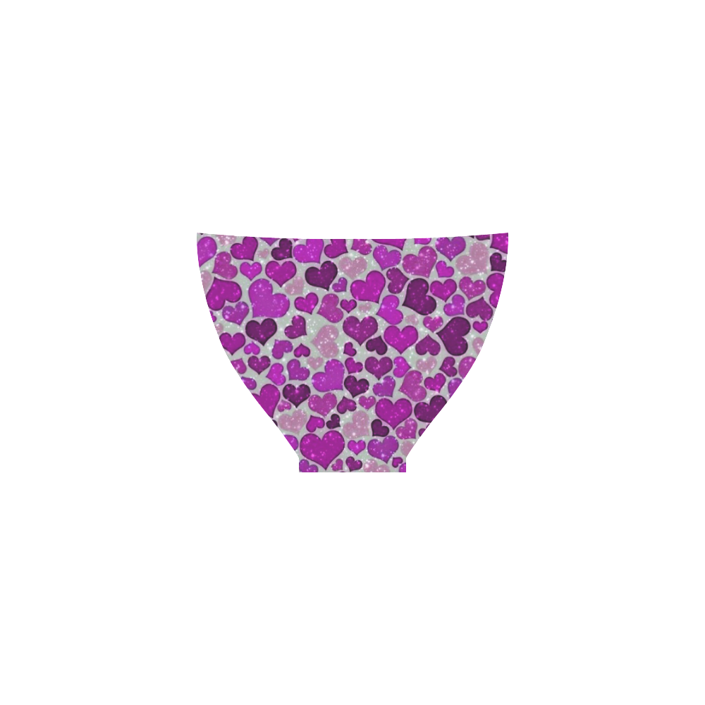 sparkling hearts purple Custom Bikini Swimsuit