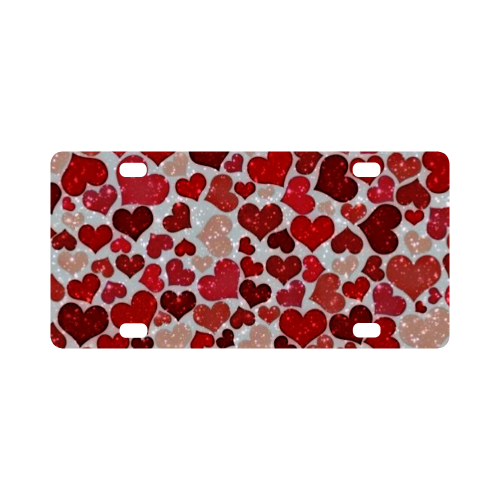 sparkling hearts, red Classic License Plate