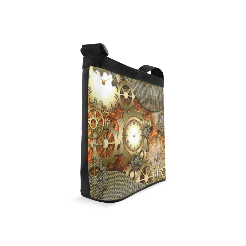 Steampunk, golden design, clocks and gears Crossbody Bags (Model 1613)