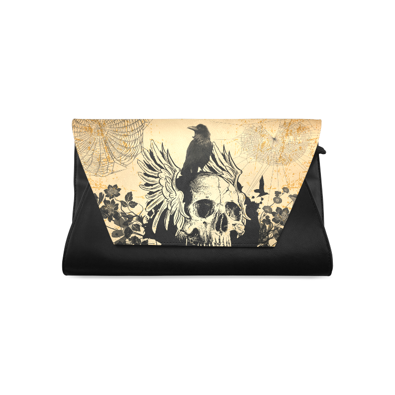 Awesome skull with crow Clutch Bag (Model 1630)