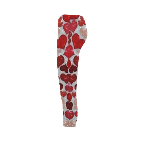 sparkling hearts, red Capri Legging (Model L02)