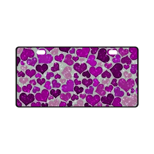 sparkling hearts purple License Plate