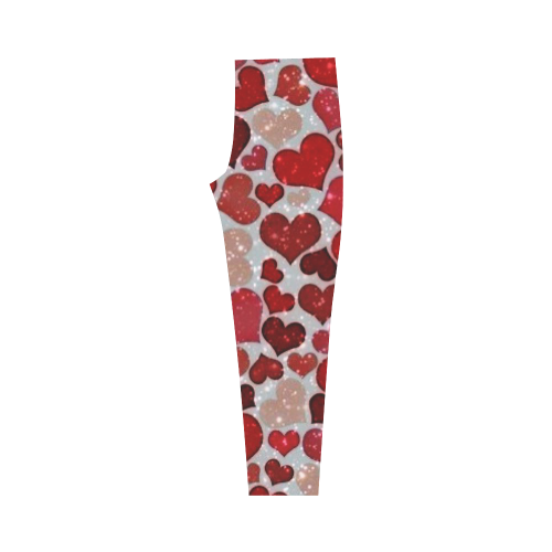 sparkling hearts, red Capri Legging (Model L02)
