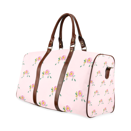 Pink textile flowers on light pink backround Waterproof Travel Bag/Small (Model 1639)