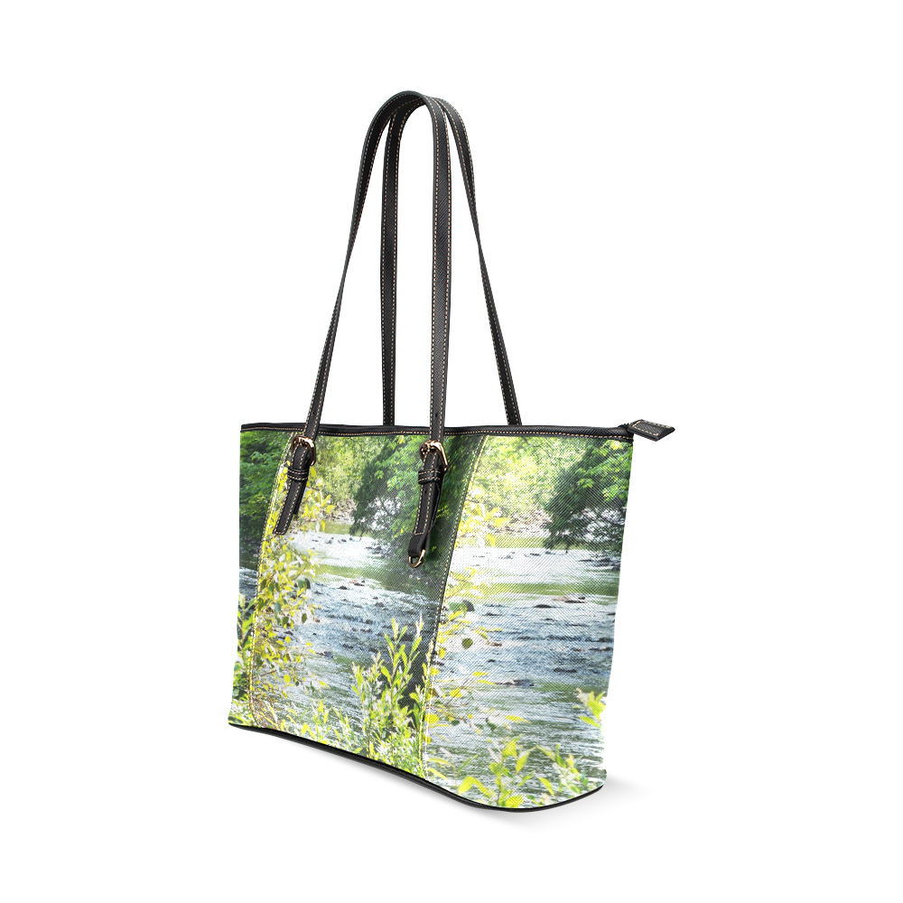 River Runs Through It Leather Tote Bag/Small (Model 1640)