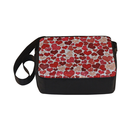 sparkling hearts, red Classic Cross-body Nylon Bags (Model 1632)
