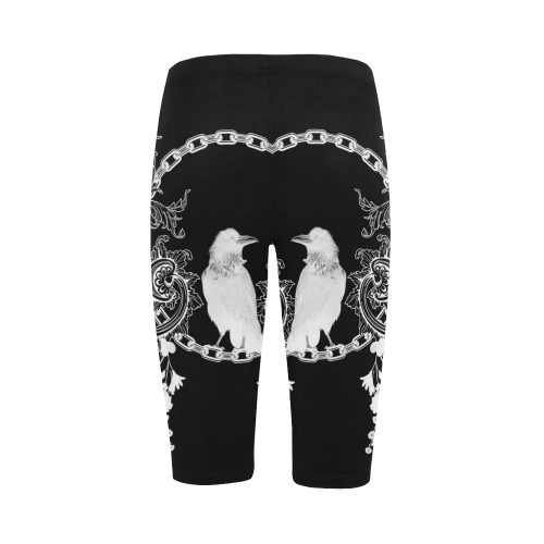 The crow in black and white Hestia Cropped Leggings (Model L03)