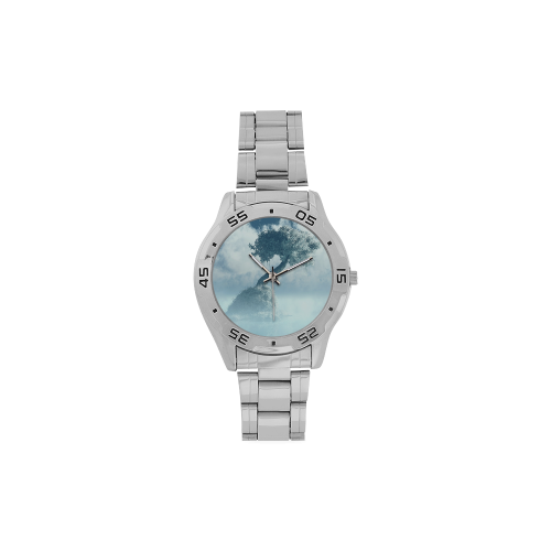 Frozen Tree at the lake Men's Stainless Steel Analog Watch(Model 108)