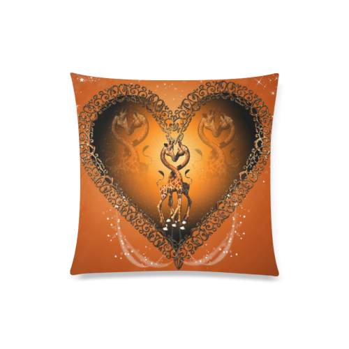 Cute giraffe on a heart Custom Zippered Pillow Case 20"x20"(Twin Sides)