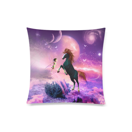 Fairy with horse Custom Zippered Pillow Case 20"x20"(Twin Sides)
