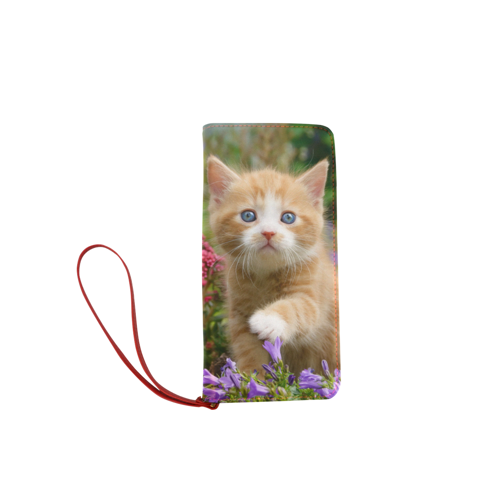 Cute Ginger Kitten Funny Baby Pet Animal in a Garden Photo for Cat Lovers Women's Clutch Wallet (Model 1637)
