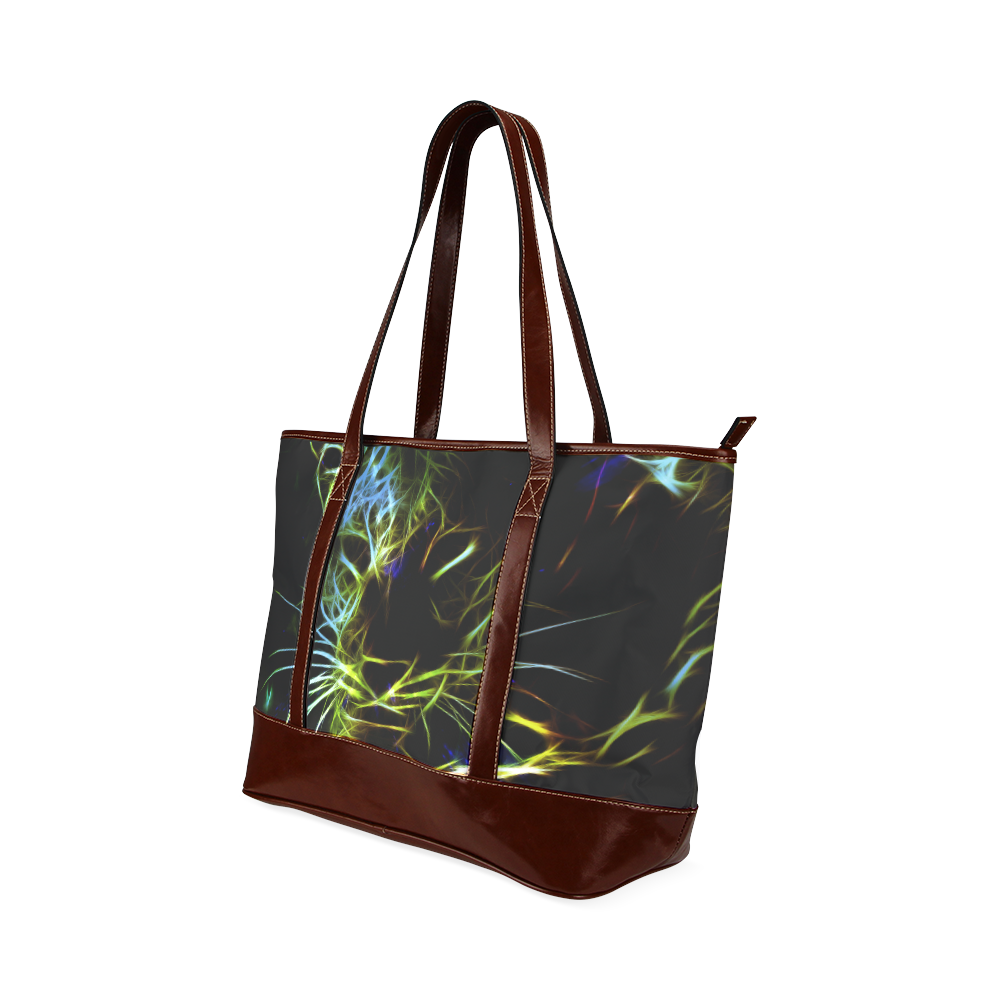 Neon Leopard Tote Handbag (Model 1642)