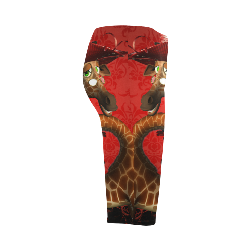 Funny giraffe, I am a lady Hestia Cropped Leggings (Model L03)