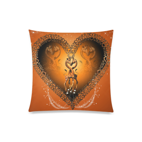 Cute giraffe on a heart Custom Zippered Pillow Case 20"x20"(Twin Sides)