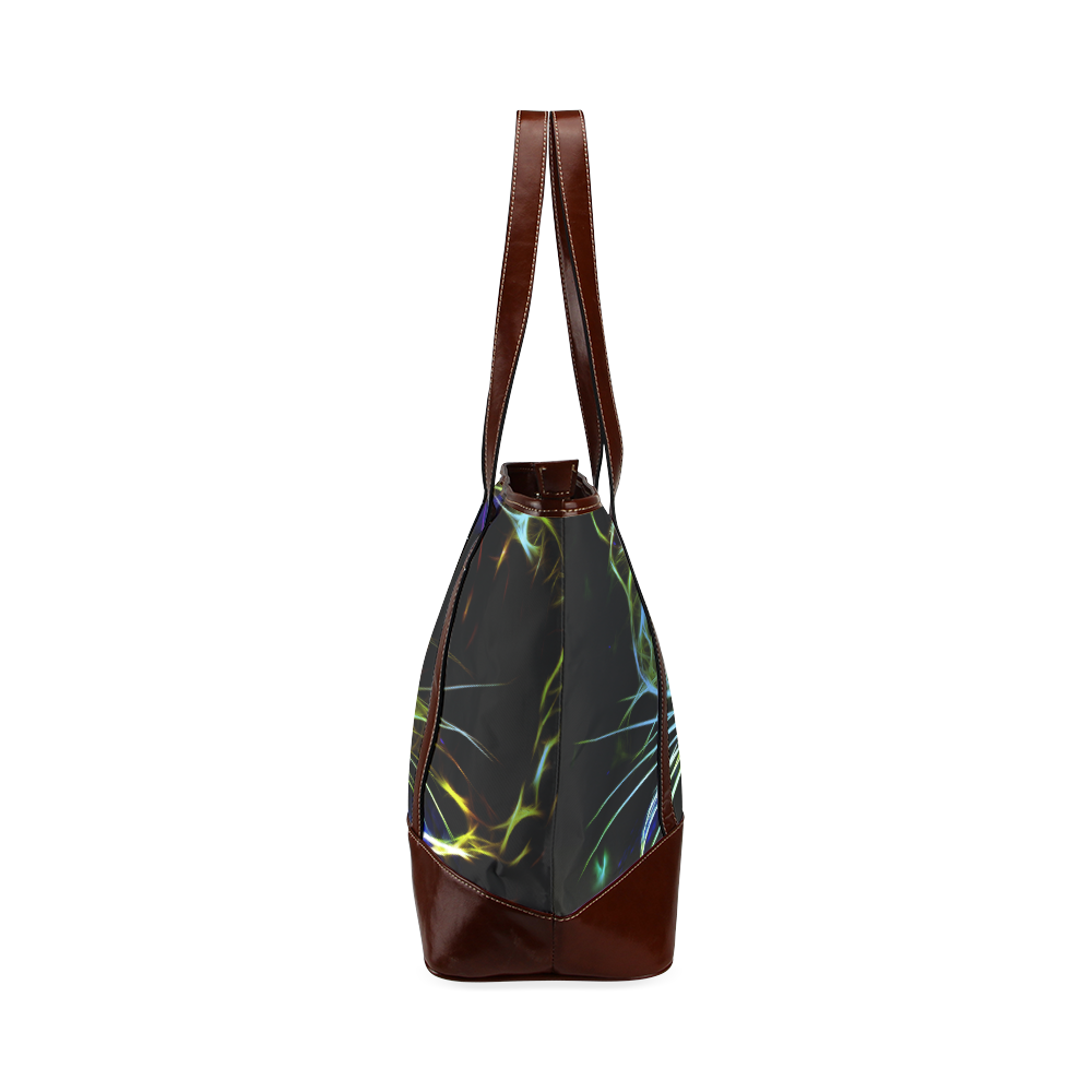 Neon Leopard Tote Handbag (Model 1642)