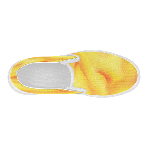 yellow orange red water color abstract art Women's Slip-on Canvas Shoes (Model 019)