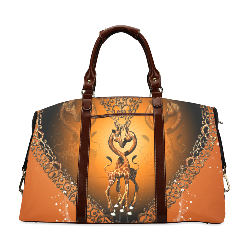 Cute giraffe on a heart Classic Travel Bag (Model 1643)