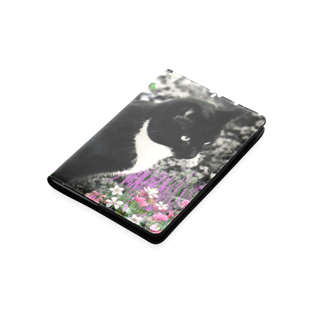 Freckles in Flowers II Black White Tuxedo Cat Custom NoteBook A5