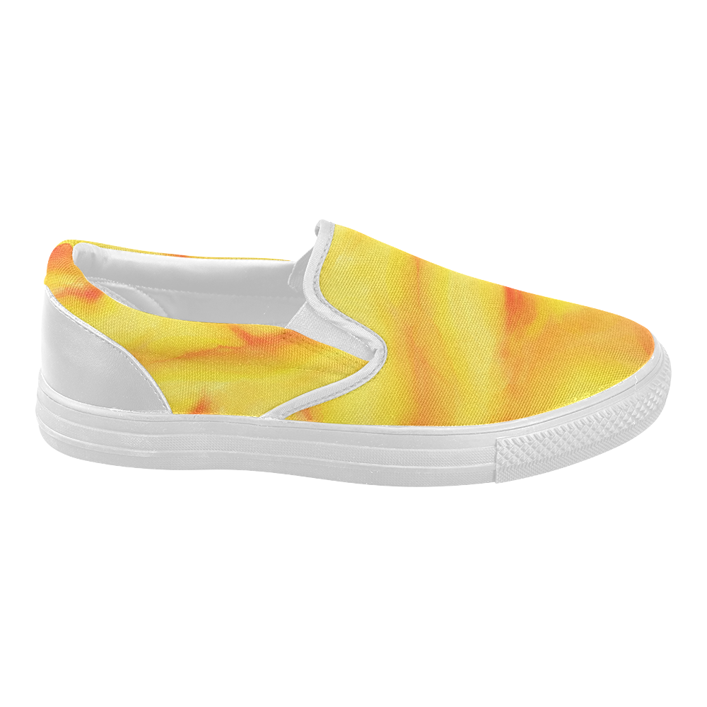 yellow orange red water color abstract art Women's Slip-on Canvas Shoes (Model 019)