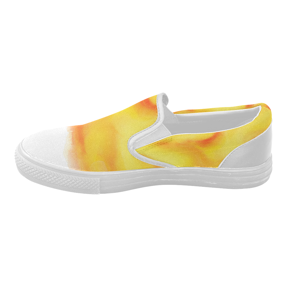 yellow orange red water color abstract art Women's Slip-on Canvas Shoes (Model 019)