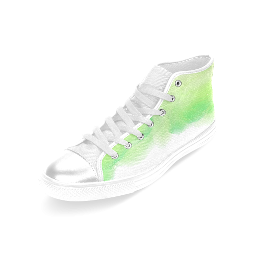 bright green watercolor abstract art Women's Classic High Top Canvas Shoes (Model 017)