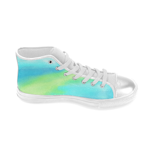 blue green water color abstract art Women's Classic High Top Canvas Shoes (Model 017)