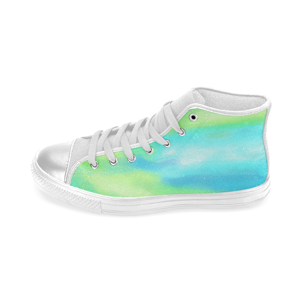 blue green water color abstract art Women's Classic High Top Canvas Shoes (Model 017)