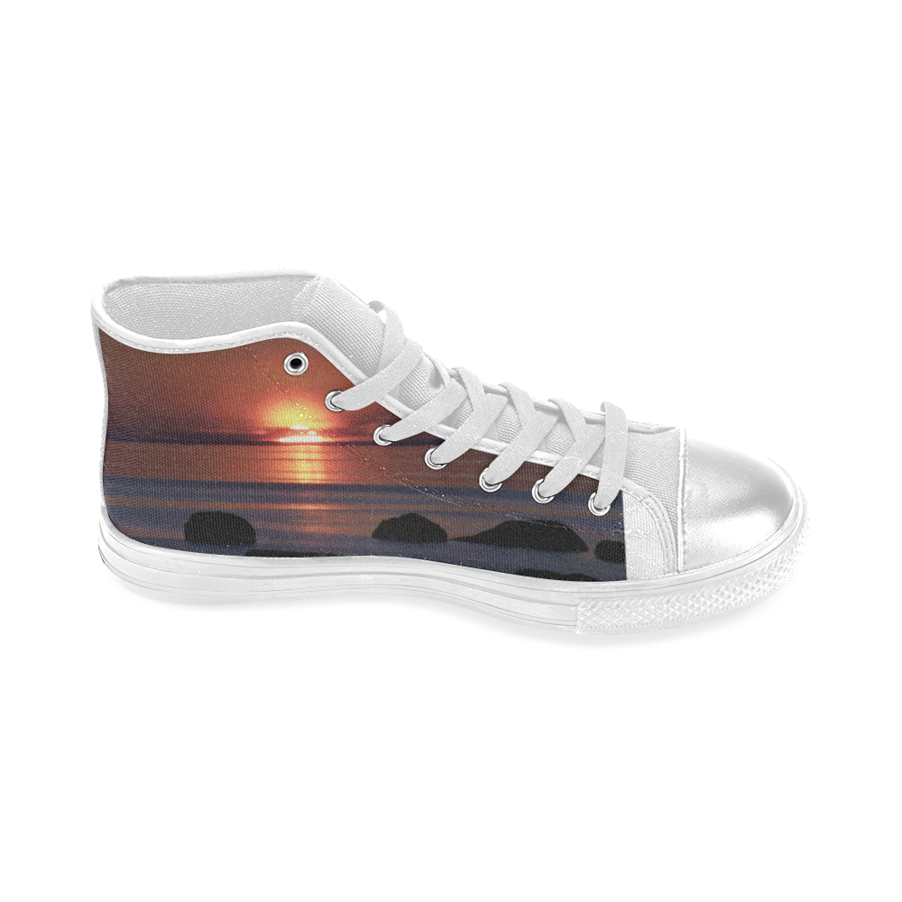 Shockwave Sunset Women's Classic High Top Canvas Shoes (Model 017)