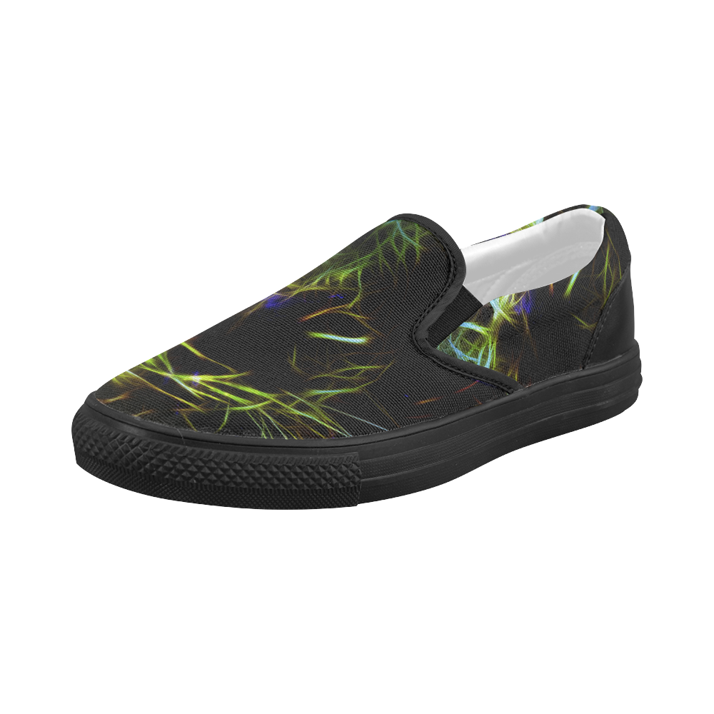 Neon Leopard Women's Slip-on Canvas Shoes (Model 019)