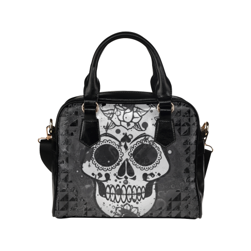 black and white Skull Shoulder Handbag (Model 1634)