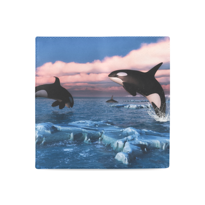 Killer Whales In The Arctic Ocean Women's Leather Wallet (Model 1611)