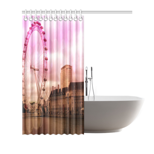 Travel-London, pink Shower Curtain 66"x72"