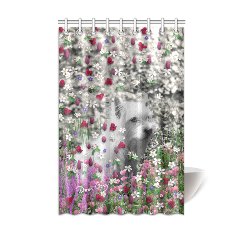 Violet in Flowers West Highland White Terrier Dog Shower Curtain 48"x72"